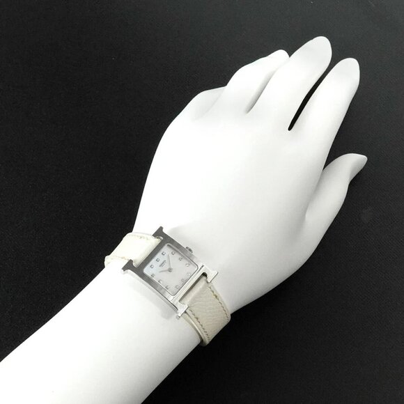 HERMES H Watch HH1 210 White Shell Dial 12P Diamond Quartz 90279684 - Picture 8 of 8